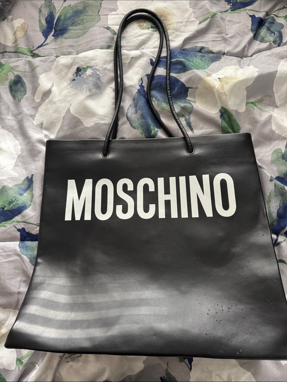 Moschino Black Tote with White Logo